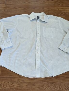 Brooks Brothers Shirt Mens 18 34/35 White Blue Checkered Non Iron Supima Cotton